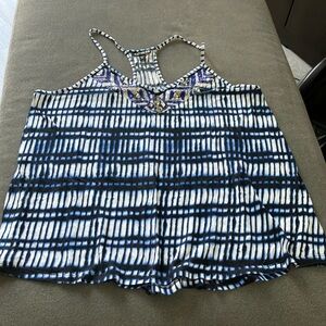 Women's Blue and White Strappy Top